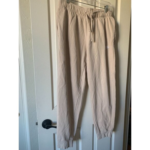 Nike Beige Sweatpants L Elastic Waist Cotton Joggers - Picture 1 of 4